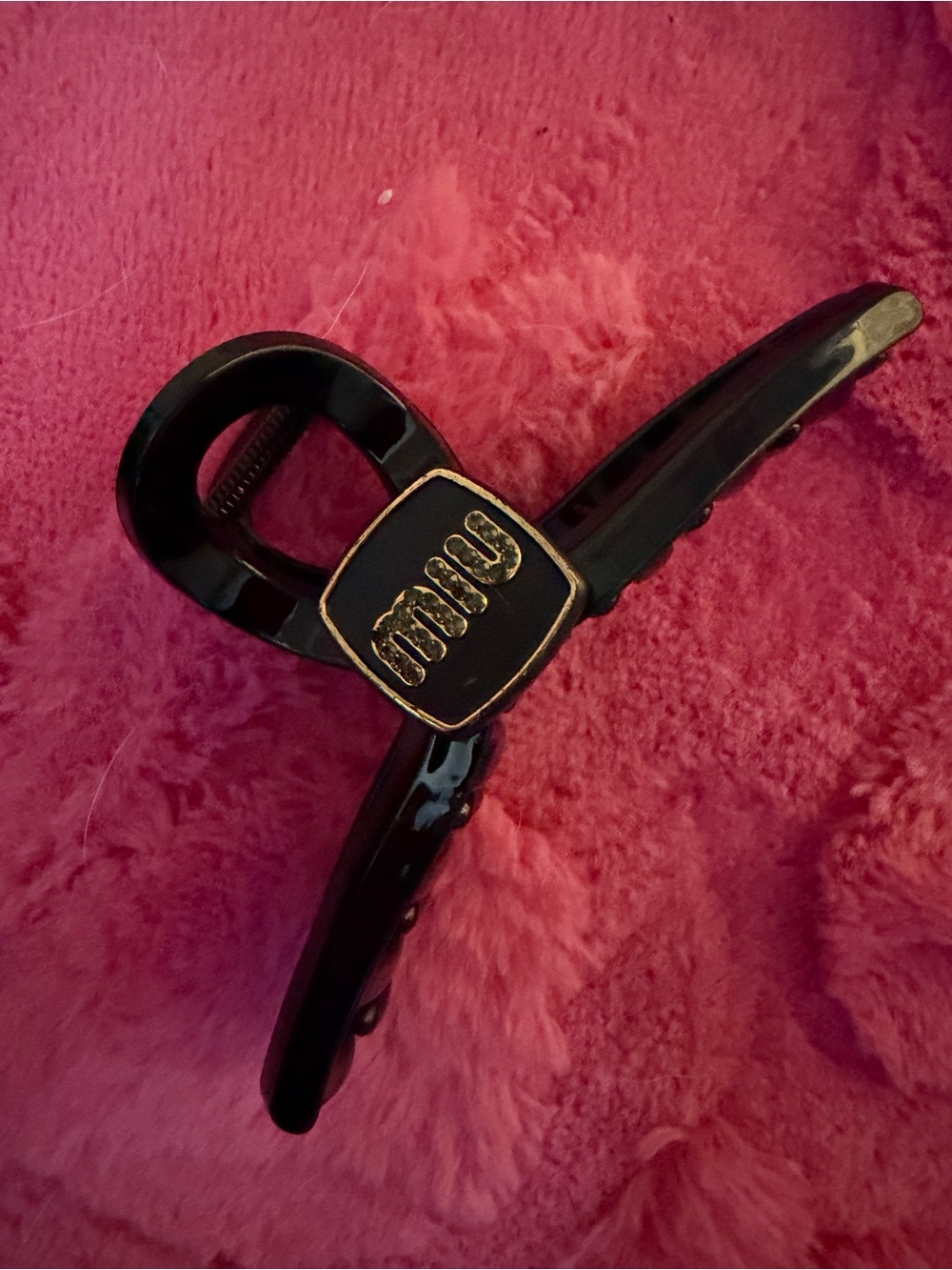 Black Hair Claw Clip with Gold Accent